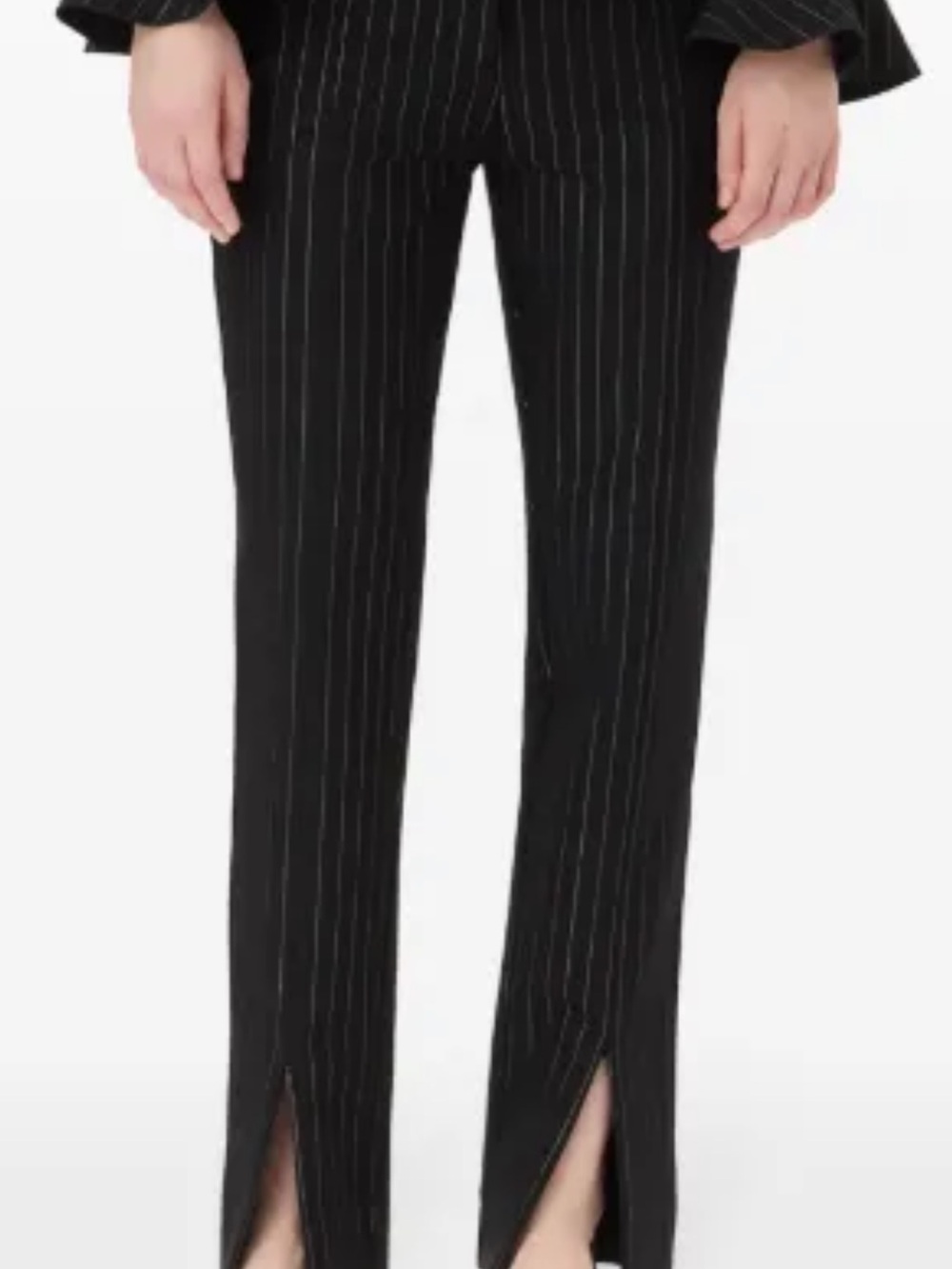 Ganni Black Pinstripe Tapered Dress Pants